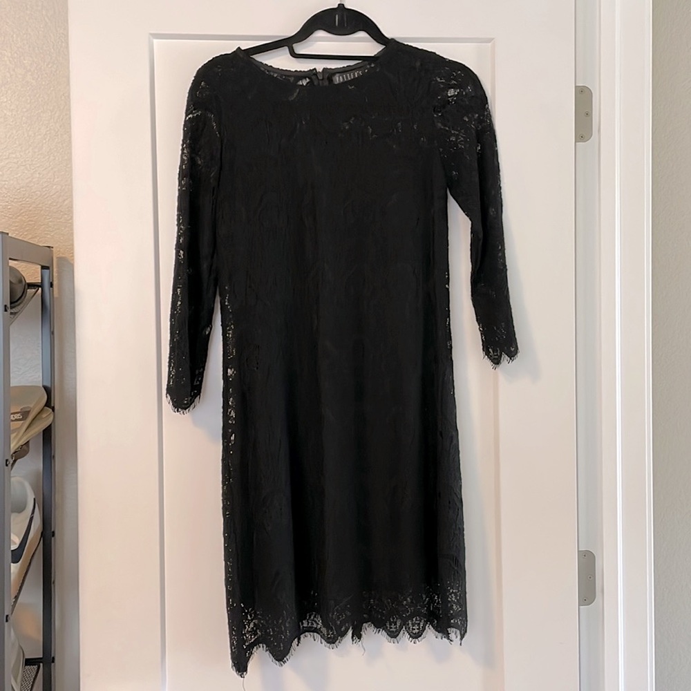 Lacy 3/4 sleeve black lace dress